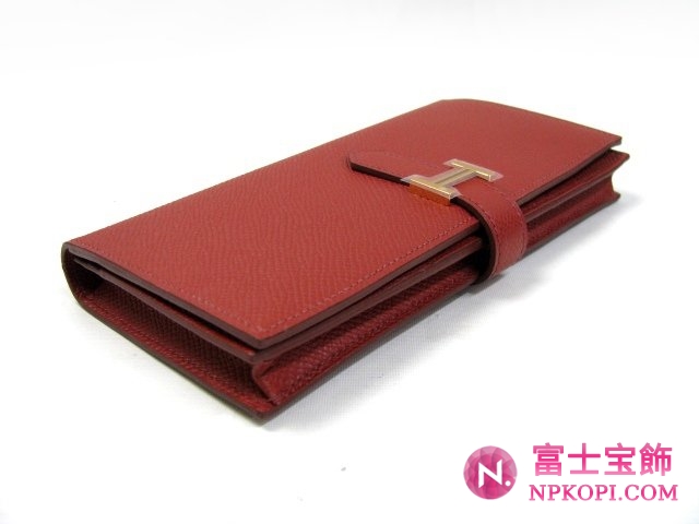 エルメスベアンスフレ二つ折長財布ブラウン（金具：ゴールド）HERMES0328030205511